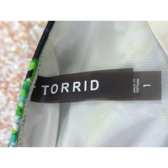 Torrid 1 Women’s Size 14/16 One Piece Tankini Swimsuit Palm Tropical Print - Picture 4 of 9